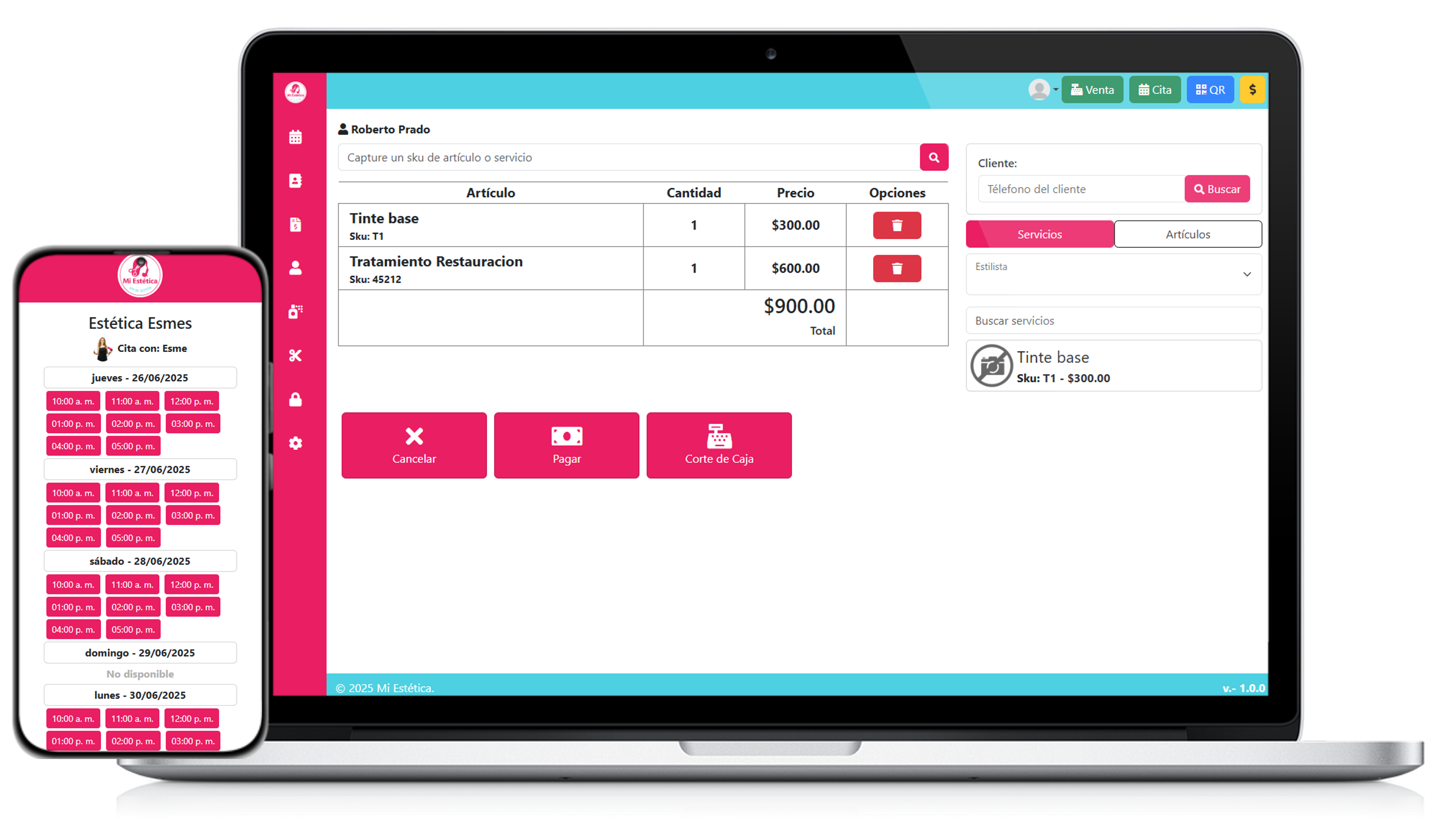 Dispositivos mostrando el software